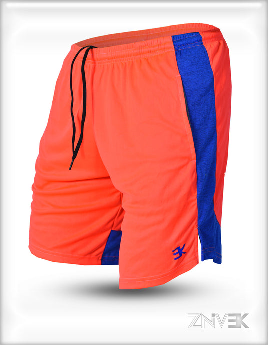 Men's Quick Dry Tech Orange Blue Shorts Breathable Jogger Gym Workout with Pockets